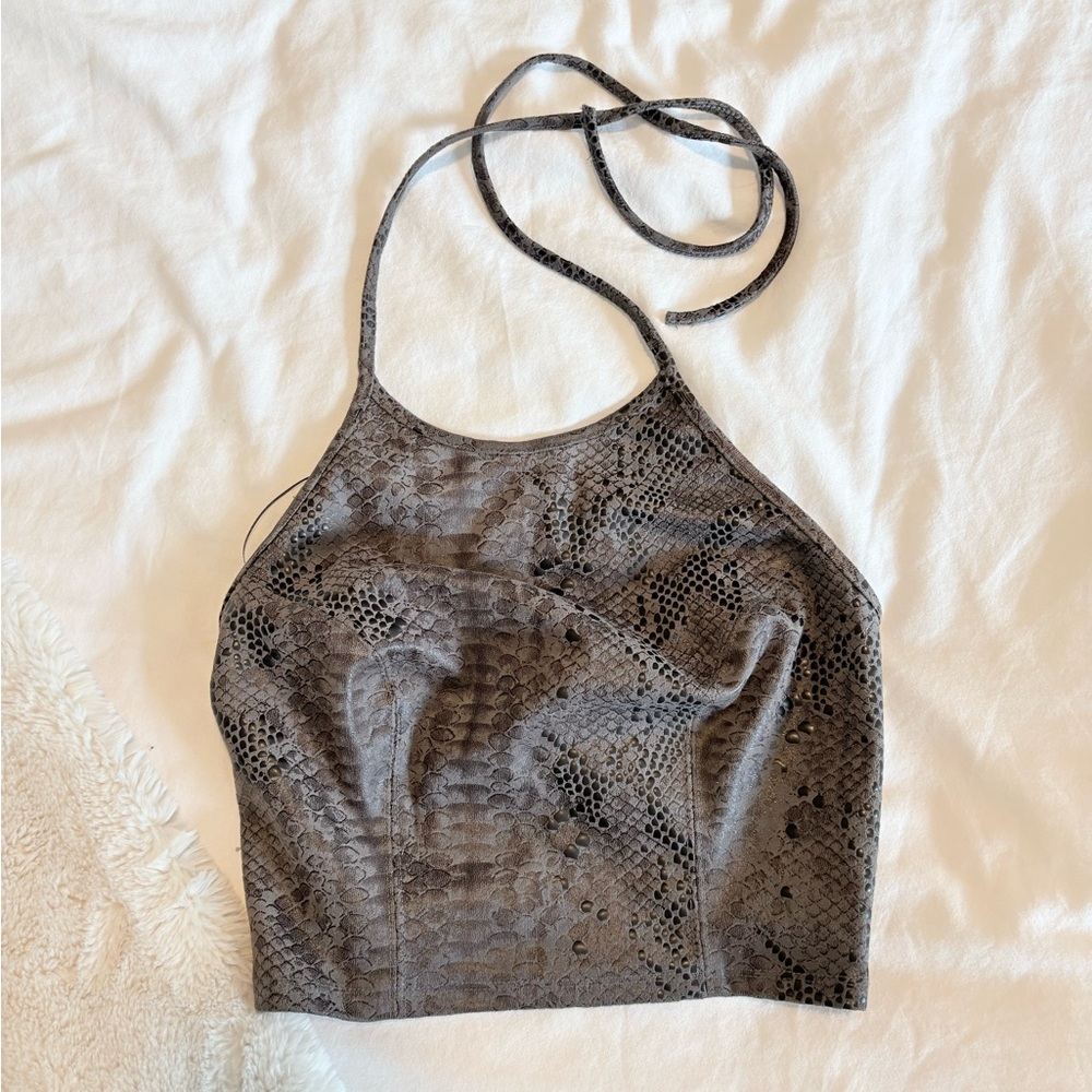 Guess Gray Reptile Print Halter